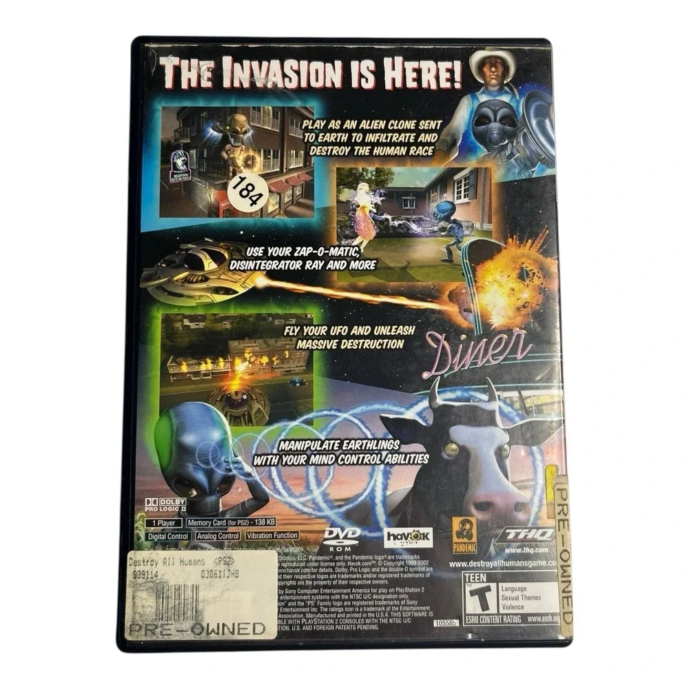 Destroy All Humans PS2 Sony PlayStation 2 Video Game Black Label Complete CIB
